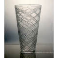 home transparent cylinder ribbed glass flower vase